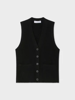 cashmere ribbed button vest
