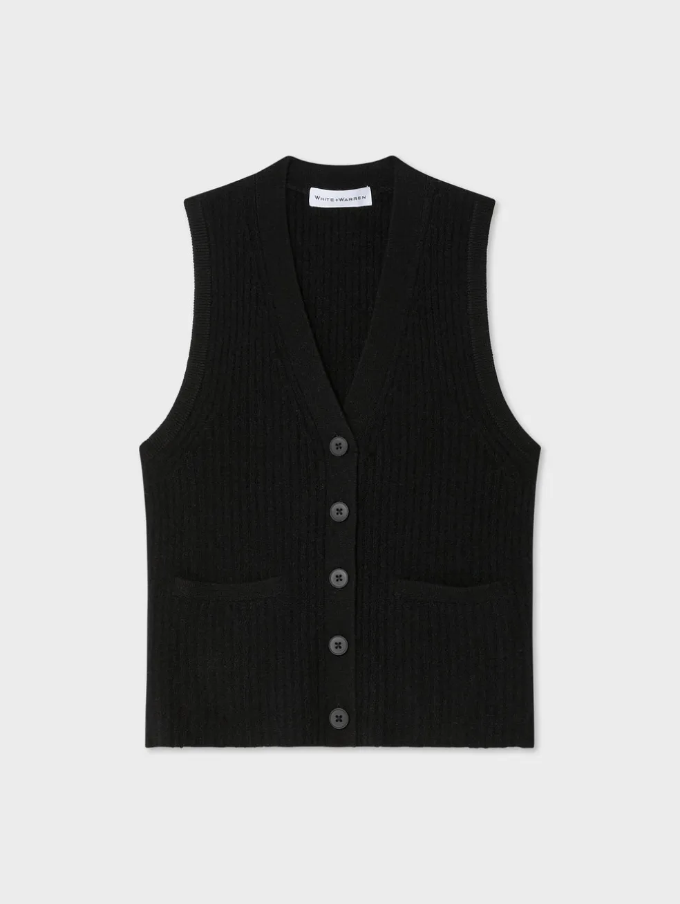 cashmere ribbed button vest