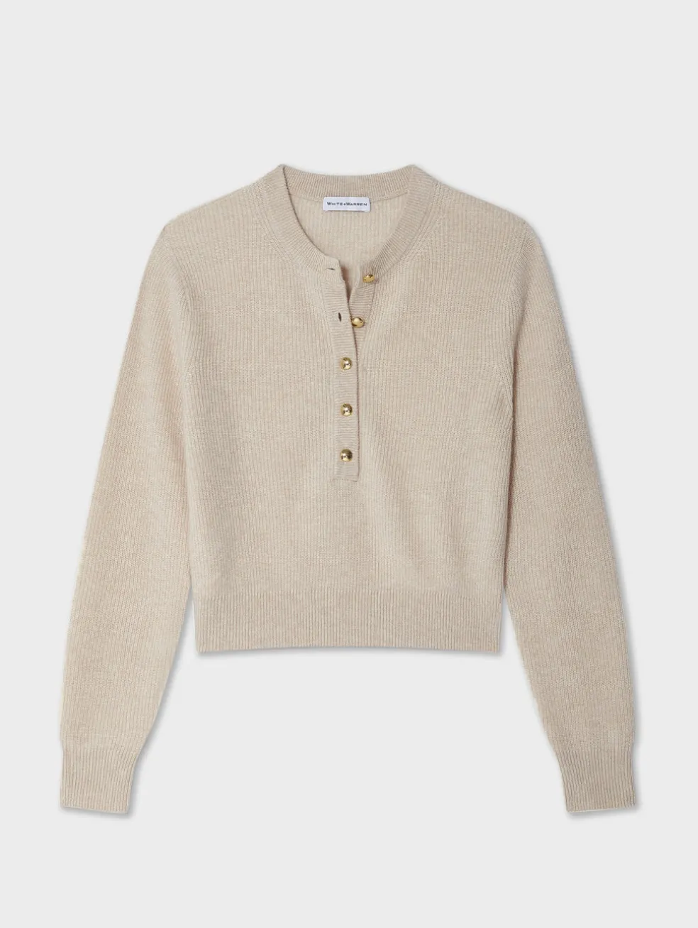 cashmere ribbed gold button henley