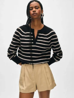 cashmere ribbed striped henley