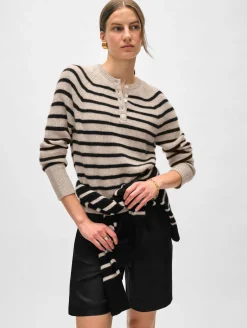 cashmere ribbed striped henley