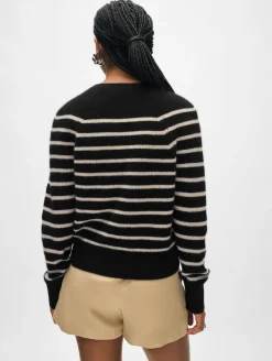 cashmere ribbed striped henley