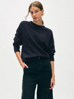 cashmere saddle sleeve crewneck