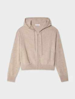cashmere shrunken zip hoodie