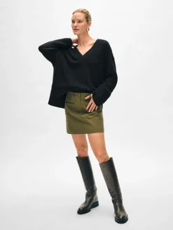 cashmere side slit v neck