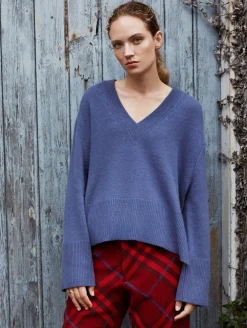 cashmere side slit v neck