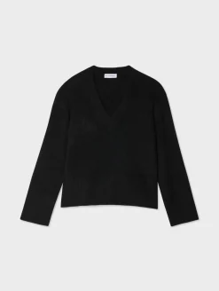 cashmere side slit v neck