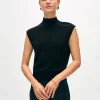 cashmere sleeveless mockneck