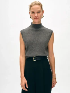 cashmere sleeveless mockneck