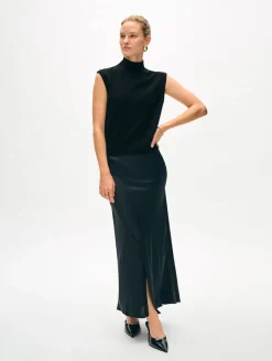 cashmere sleeveless mockneck