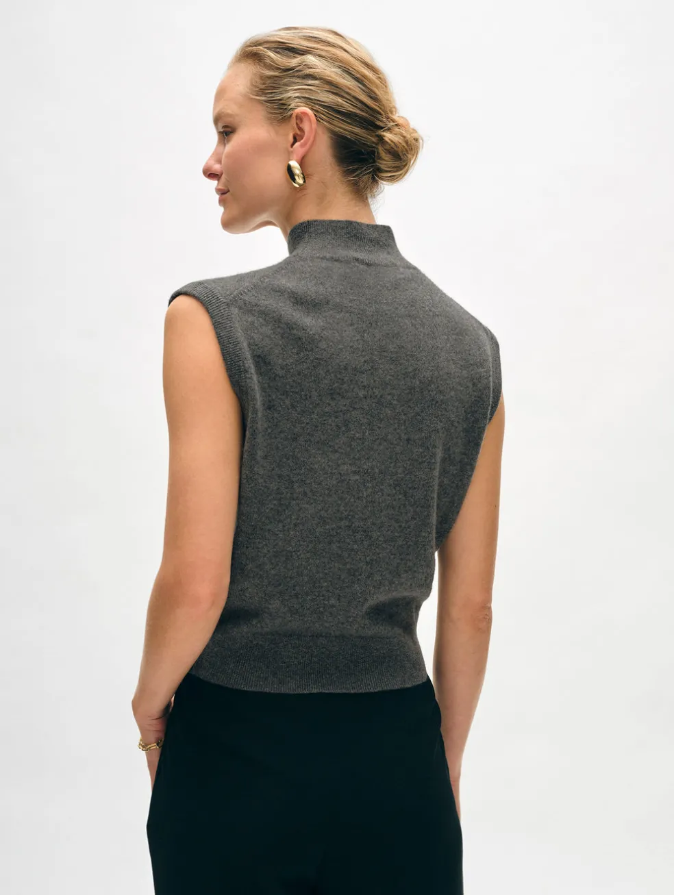 cashmere sleeveless mockneck