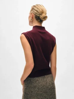 cashmere sleeveless mockneck