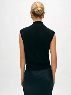 cashmere sleeveless mockneck