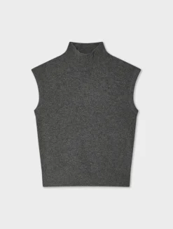 cashmere sleeveless mockneck