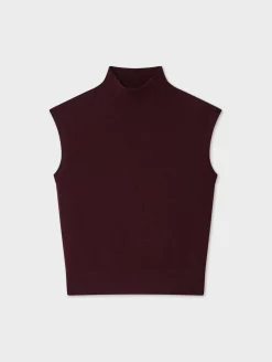 cashmere sleeveless mockneck