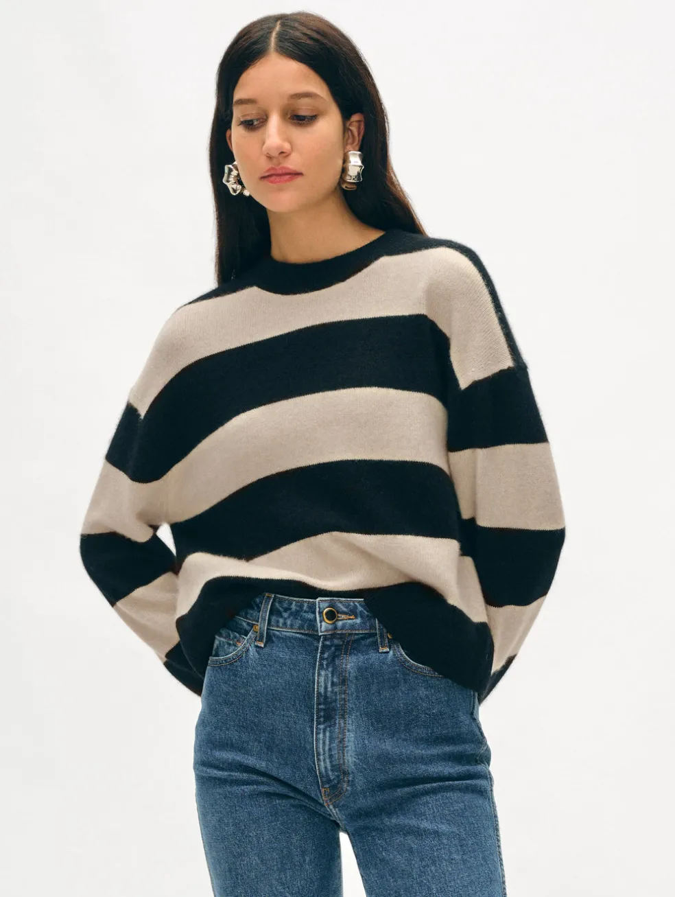 cashmere striped crewneck
