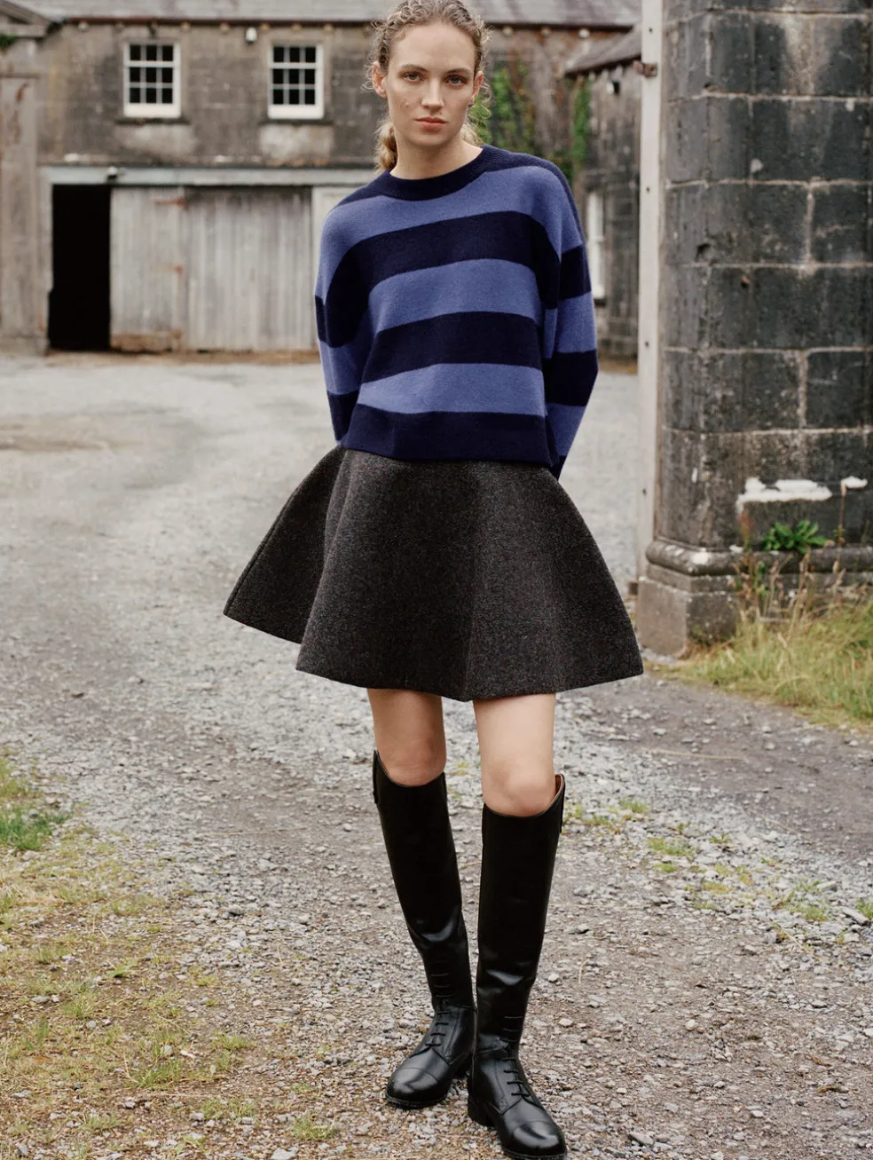 cashmere striped crewneck