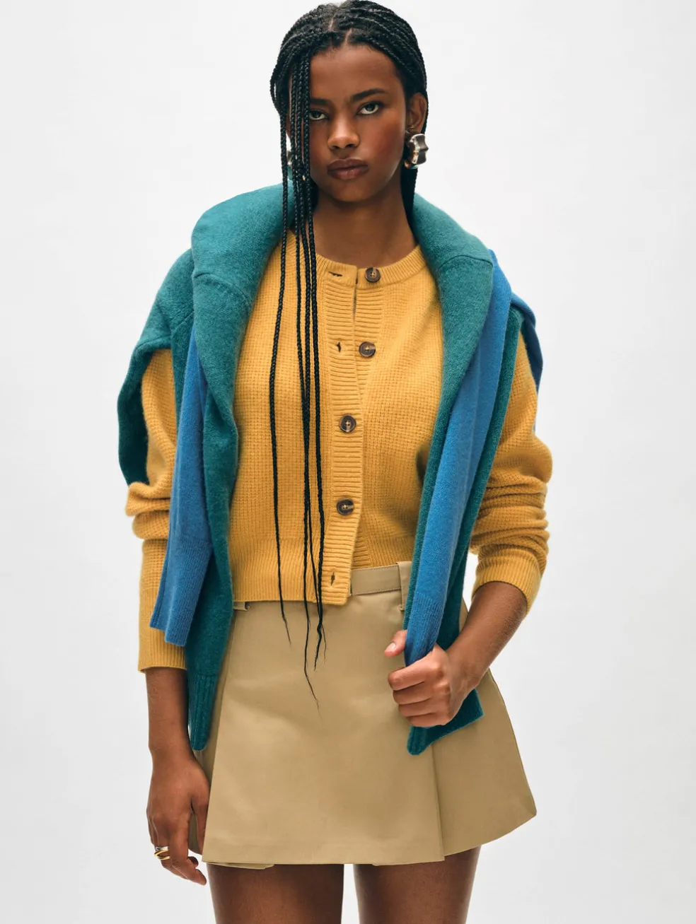 cashmere waffle cardigan