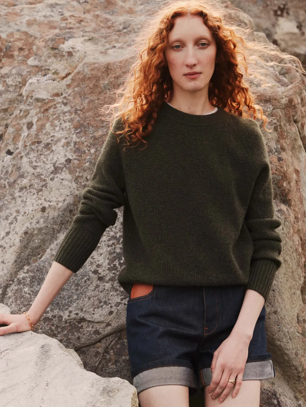 cashmere waffle sweatshirt