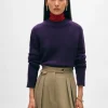 cashmere wide rib trim crewneck