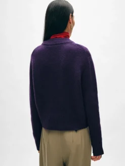 cashmere wide rib trim crewneck