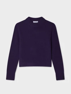 cashmere wide rib trim crewneck