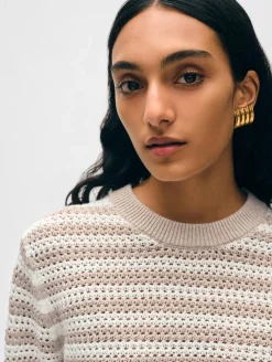 cotton blend mesh crewneck