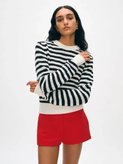 cotton blend mesh crewneck