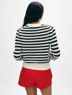 cotton blend mesh crewneck