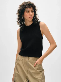 cotton blend ribbed shell