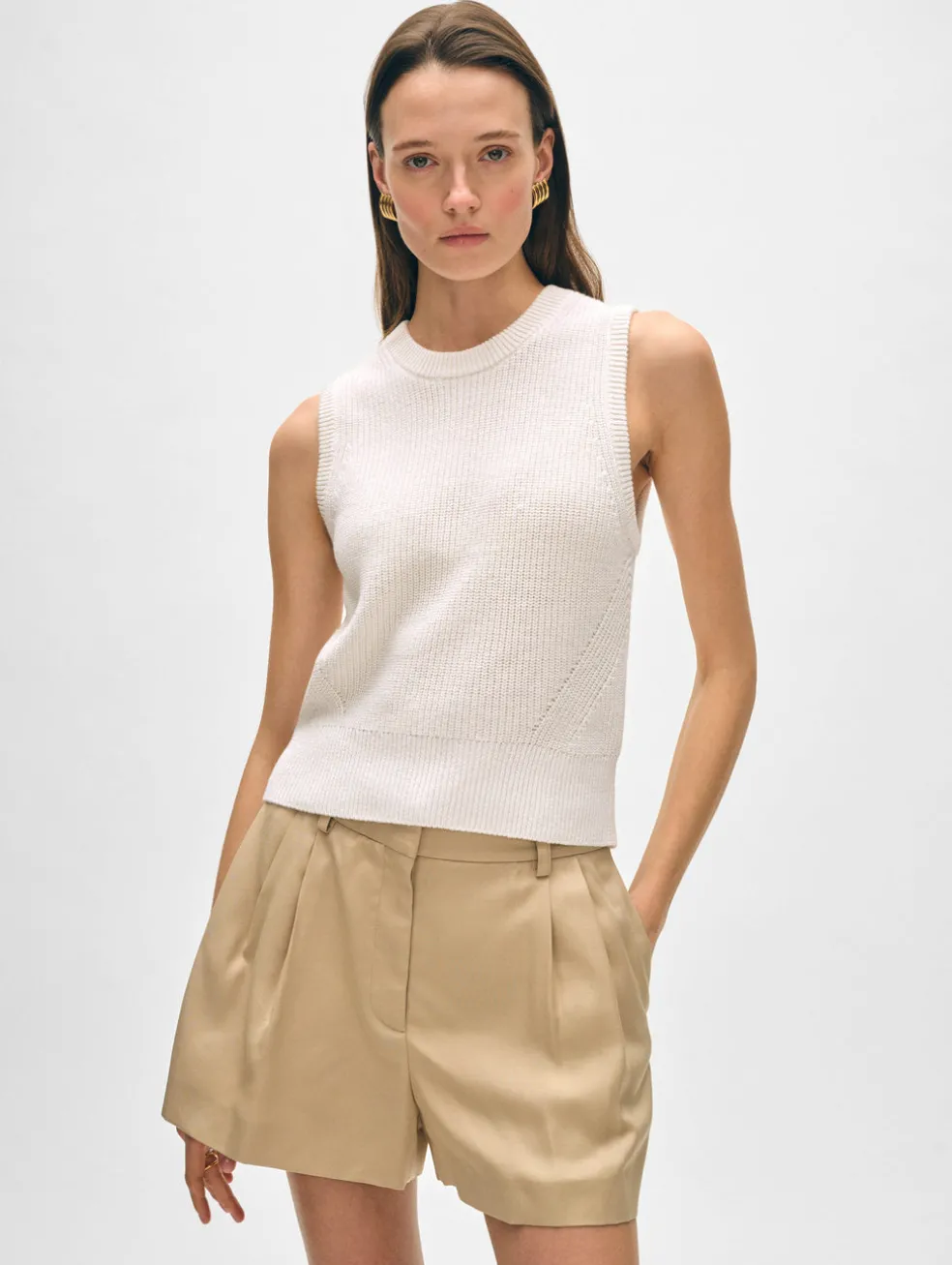 cotton blend ribbed shell