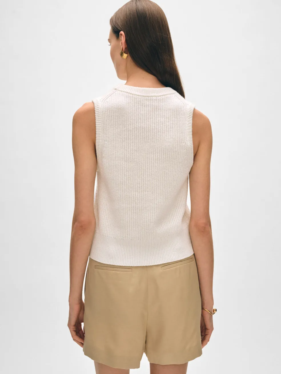 cotton blend ribbed shell