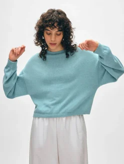 cotton linen drop shoulder sweater