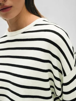 cotton linen drop shoulder sweater