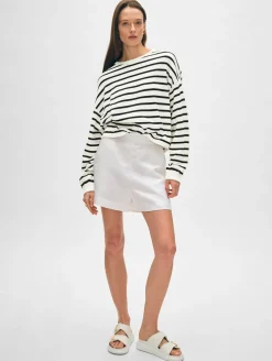 cotton linen drop shoulder sweater