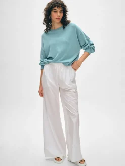 cotton linen drop shoulder sweater