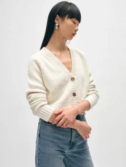cotton linen ribbed cardigan
