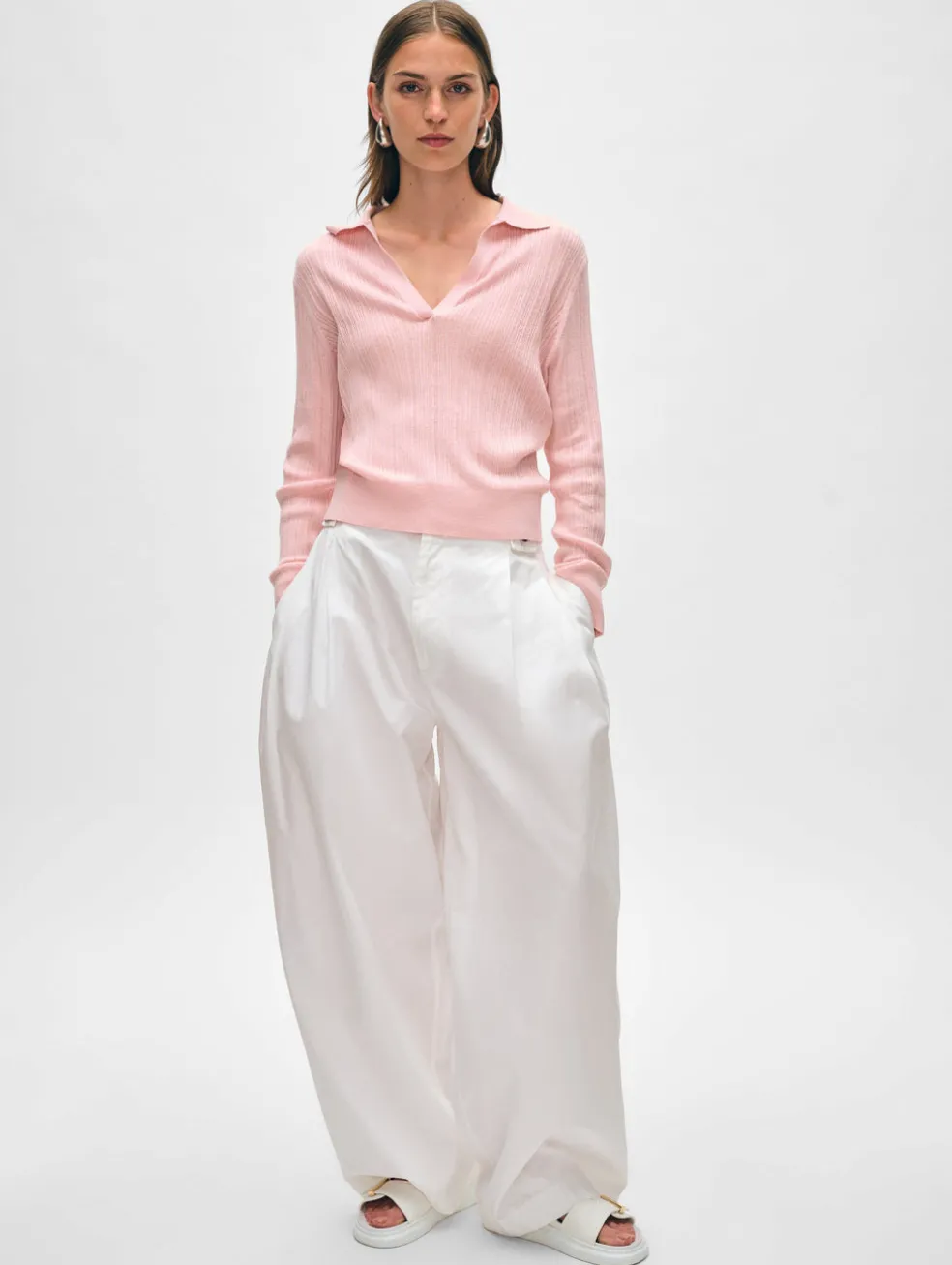 cotton linen ribbed polo