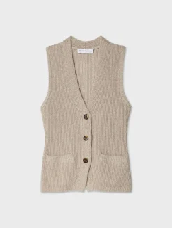 cotton linen ribbed waistcoat