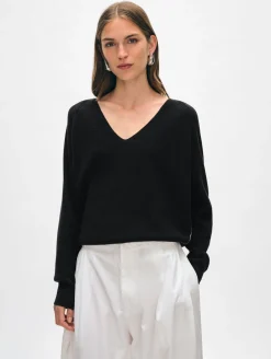 cotton linen tipped v neck