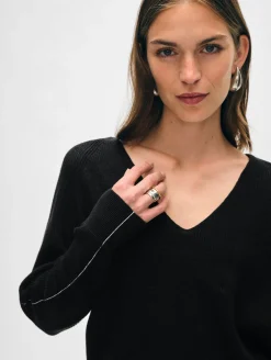 cotton linen tipped v neck