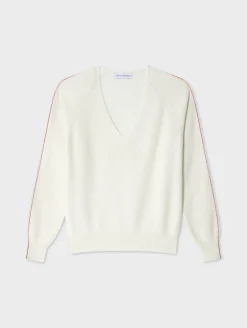 cotton linen tipped v neck