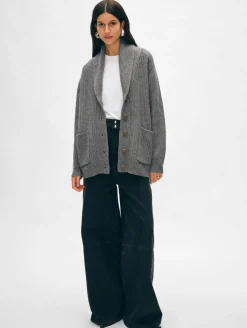 merino blend marled shawl collar coatigan