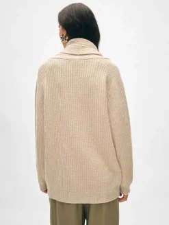 merino blend marled shawl collar coatigan