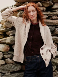 merino blend marled shawl collar coatigan