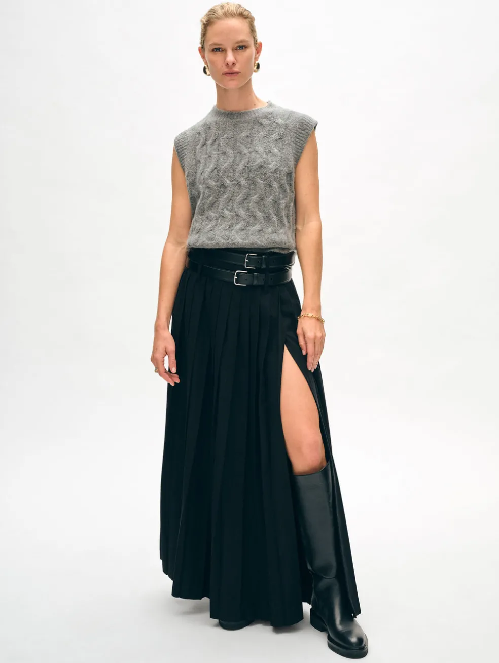 merino cashmere boucle cable vest