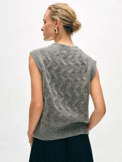 merino cashmere boucle cable vest