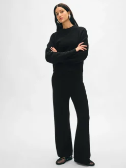merino cashmere boucle wide leg pant