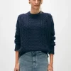 merino cashmere cable crewneck
