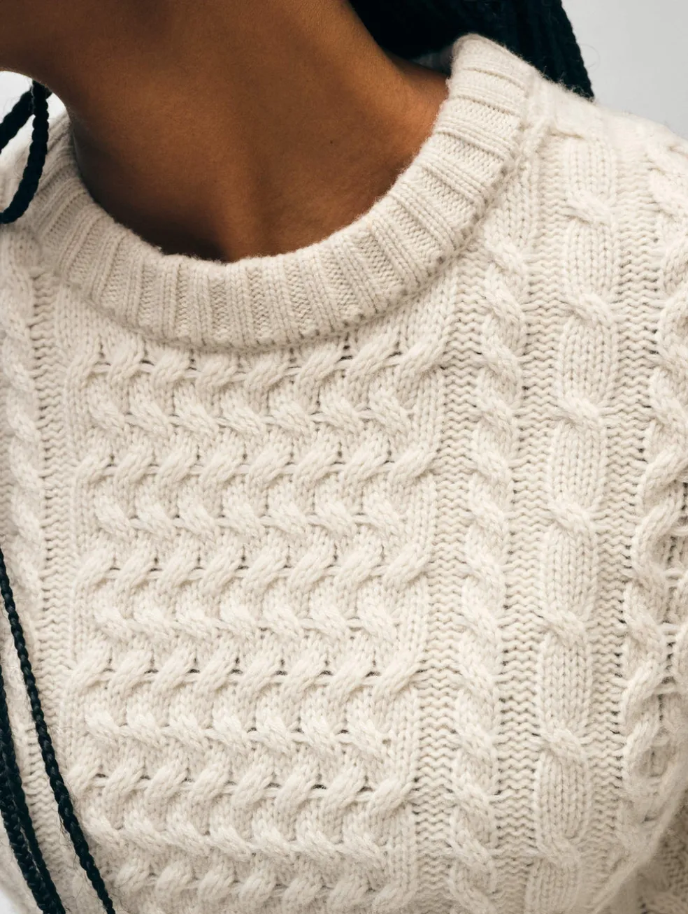 merino cashmere cable crewneck